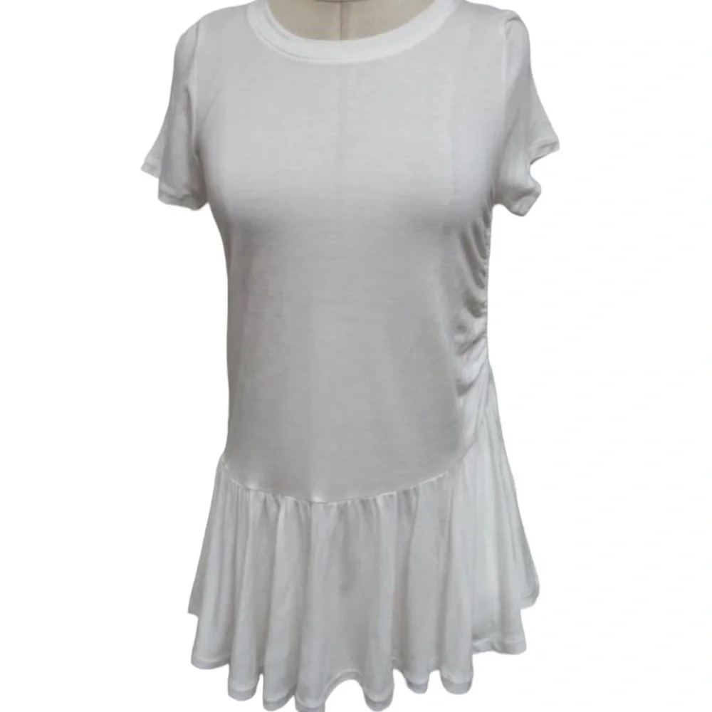 J Crew Side Ruched Peplum Top White T Shirt Dress